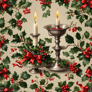 Carte de voeux Imaginaire Xmas Holly et Candles