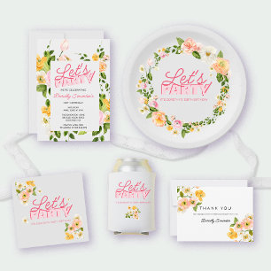 Serviette En Papier Fleurs de printemps colorées annonçant 100e annive