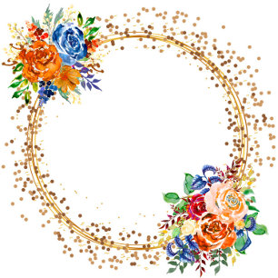 Invitation Parties scintillant de luxe Blue Orange Floral Wed