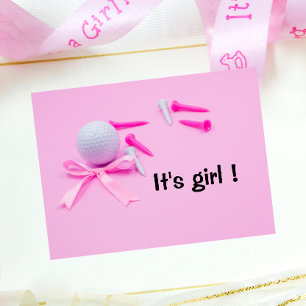 Invitation Golf Baby Girl pour Baby shower sur rose