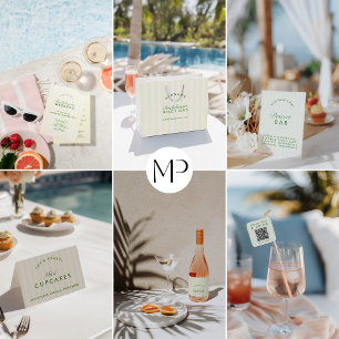 Invitation Proposition d'une servante verte et jaune rétro mo