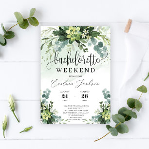 Invitation Boho vert monogramme succulent initiales mariage
