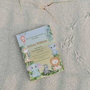 Carte D'accompagnement Cute Safari Jungle Petits Baby showers Animaux