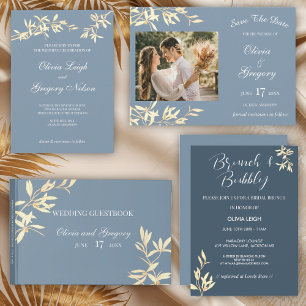 Invitation Symphonie florale intemporelle en Dîner de répétit