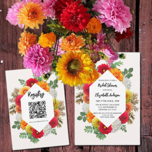 Invitation Automne Dahlia Floral Fête des mariées automne