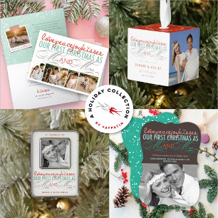 Sticker Rond Mr & Mrs 1st Christmas Mistletoes Mariage de vacan