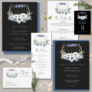 Invitation Cristaux de lune Fleurs Boho Mariage métaphysique