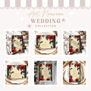 Invitation Mariage Floral décoratif Art Nouveau