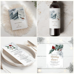 Carte Montagnes neigeuses Élégantes vacances pliables