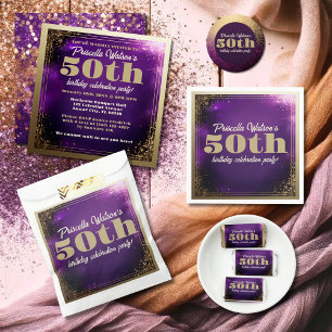 Invitation Parties scintillant pétillante Purple et Gold Anni