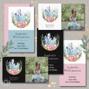 Carte De Visite Boho Crescent Lune Cristaux Roses Roses Roses Rose