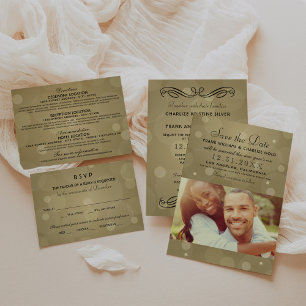 Save The Date Elégant Champagne Gold Black Mariage Photo