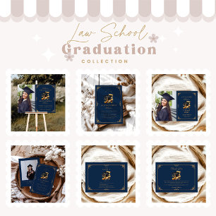 Faire-part Photo Law School Graduation Moderne Marine Blue Go