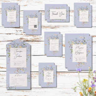 Carte De Remerciements Mariage périphérique Boho Fleurs sauvages Delicate