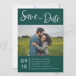 Invitation Mariage photo moderne Dark Green Trois Coeurs