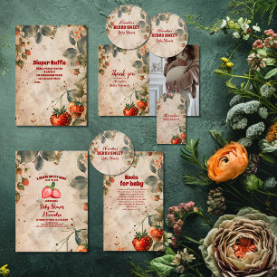 Sticker Rond Bébé fraise Douche sucrée