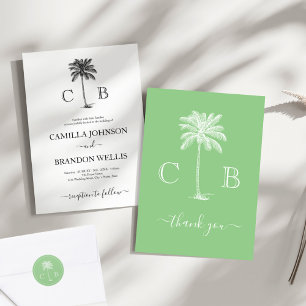 Tampon Auto-encreur Tropical Palm Trees Married Couple Adresse de reto