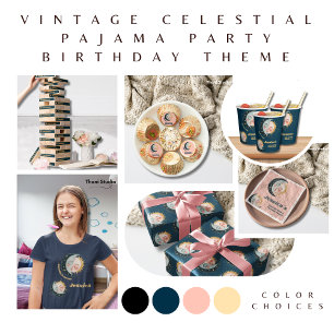 Papier Cadeau Soleil Lune Face Céleste Vintage Anniversaire rose