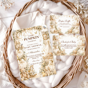 Invitation Fête de Naissance Luxueuse Citrouille Blanche Bébé