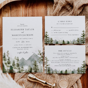 Invitation Boho Mountain Forest À feuillage persistant Mariag