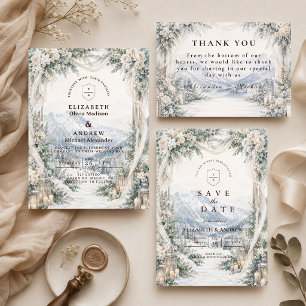 Carte De Remerciements Mariage d'hiver romantique en plein air