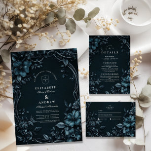 Cartons Réponse Élégant Art Nouveau Floral Halloween Mariage