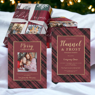 Papier Cadeau neige de Noël 8 photos grille collage rouge plaid