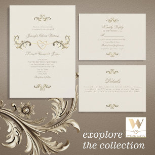 Invitation Tout En Un Rococo Gold Mariage