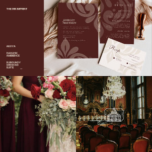 Ballotins Classic élégant Damask en acajou Mariage rouge