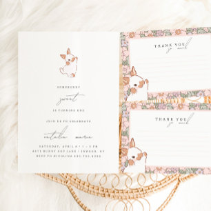 Invitation Filles florales de printemps assez doux 1er annive