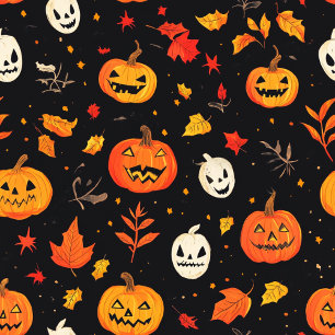 Papier Mousseline Citrouille d'Halloween amusant et Feuilles Imprime