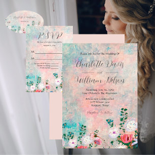 Sticker Ovale Fleur sauvage Jardin Aquarelle Mariage rose pâle