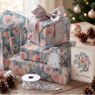 Papier Cadeau Nostalgie Pastel : Ornements de Verre de Milieu de