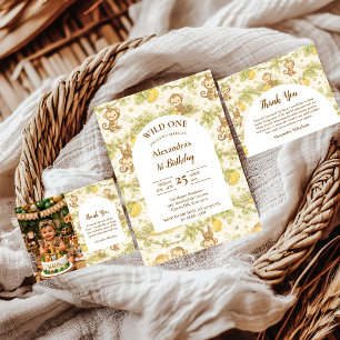 Invitation Animaux de la jungle neutres Wild One Anniversaire