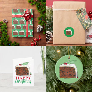 Cartes Pour Fêtes Annuelles Joyeux Noël Royaume-Uni tranche de gâteau britanni