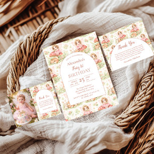 Carte De Remerciements Photo Anniversaire Fée Jardin Enchanté