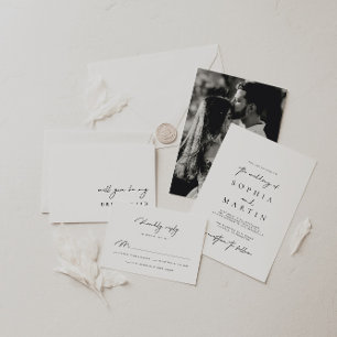 Invitation Élégant design moderne photo Mariage classique