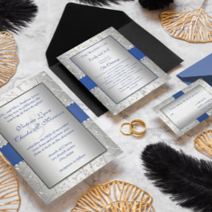 Elégant Plum Argent Swirl Mariage Invitations