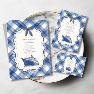 Save The Date Mariage de croisière bleu marine