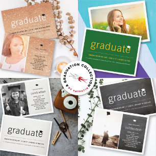 Invitation Parties scintillant de cuivre Graduate Simple Grad