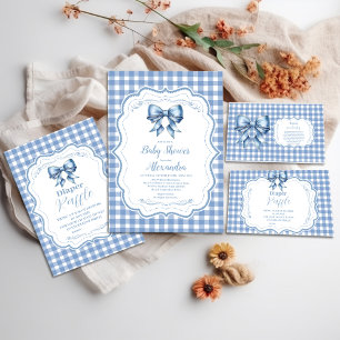 Invitation Cute Bleu Bow En vichy Baby shower