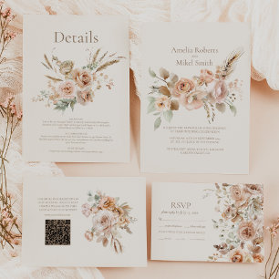 Invitation Tout En Un Mariage de prairie Fleur sauvage lunaire