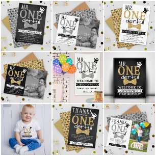Invitation En Aluminium M. ONEderful 1st Birthday Photo Merci Real