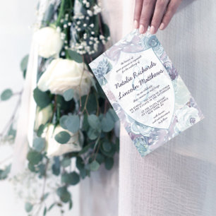 Invitation Annabelle Vintage bleu Floral Mariage d'aquarelle