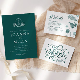 Faire-part de mariage vintage de Monogramme Botani