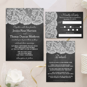 Carte Postale Faire-part La collection de Mariages Chalkboard & Lace