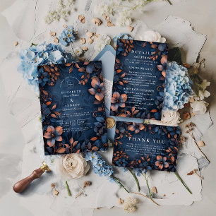 Invitation Mariage Floral Cuivre de Minuit