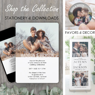 Invitation Réponse Mariage Moderne Minimaliste QR Tout-En-Un 