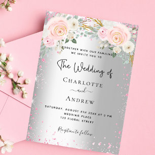 Prospectus 11,4 Cm X 14,2 Cm Faire-part de mariage de parties scintillant de fl