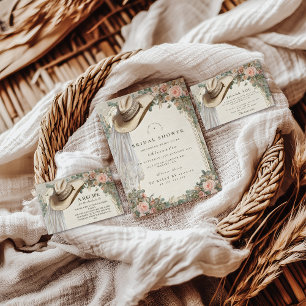 Invitation Chapeau de Cowgirl Rustique Mariage Floral